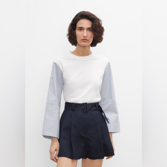 Club Monaco Mixed Media Knit Blouse - Picture 1 of 11